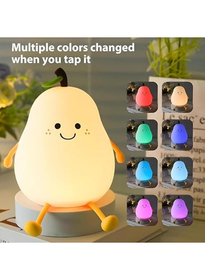 Rechargeable silicone lamp for children, rechargeable via USB, Kawaii Shin Luxury Tech lamp (pear) - Image 1